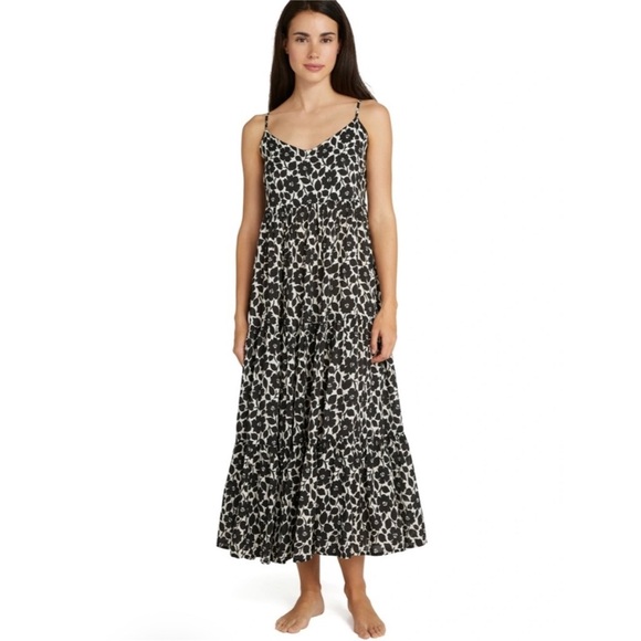 Kate Spade Tiered Midi Dress Rosy Garden with back tie detail NEW - Picture 1 of 5
